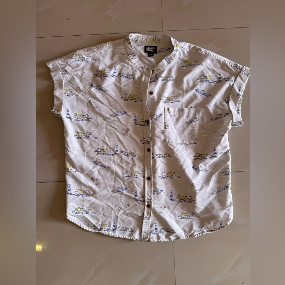Lands End Shirt Large 14-16 Womens Hawaiian Tropical Rayon Camp Rayon , Viscose - Picture 14 of 15
